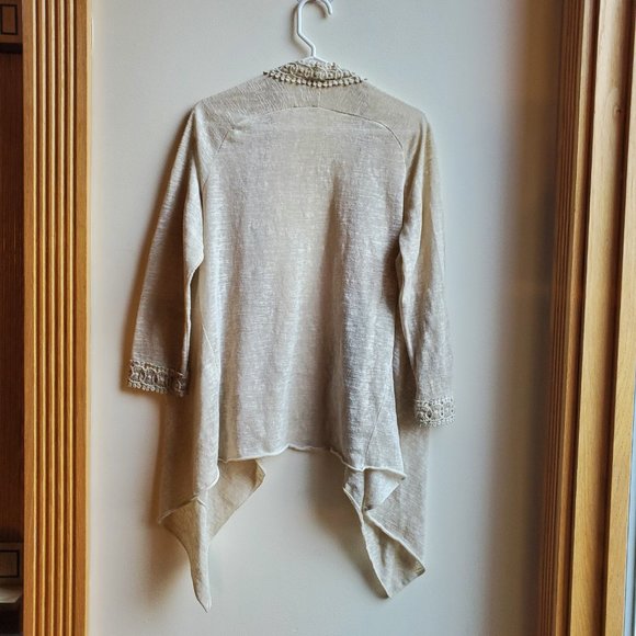 Elena Baldi Italian Beige Open Cardigan Size Medium - Picture 13 of 16